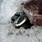 Carolyn Pollack Sterling Silver 3 Oval Onyx Decorated Split Shank Ring For Women