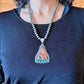 Sterling Silver Southwestern Style Triangle Dendritic Jasper & Turquoise Pendant For Women