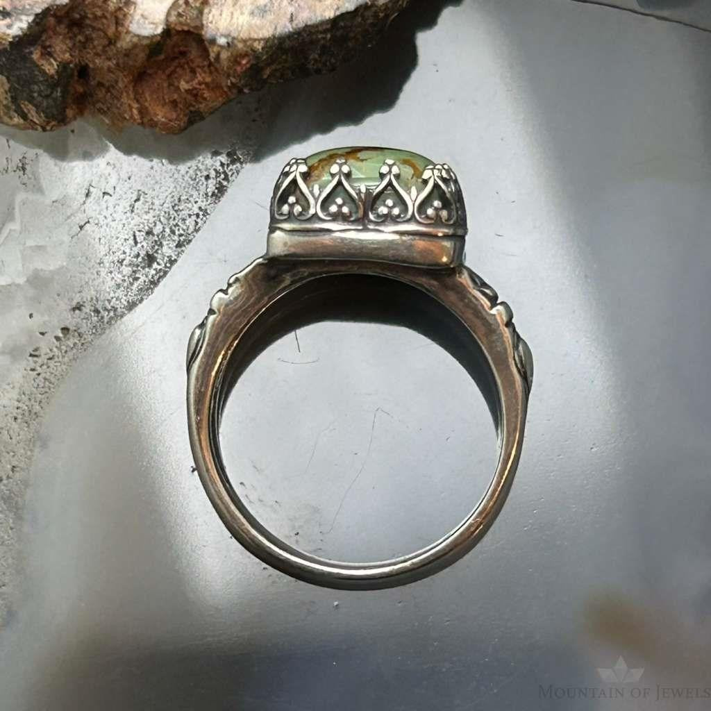 Carolyn Pollack Sterling Silver Square Green Turquoise Ring Size 7 For Women