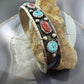Reed Charley Native American Sterling Silver Turquoise & Coral Row Bracelet For Women