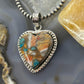 Sterling Silver Southwestern Style Turquoise Spiny Oyster Heart Pendant For Women