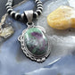 Sterling Silver Southwestern Style Elongated Oval Ruby Zoisite Decorated Pendant For Women