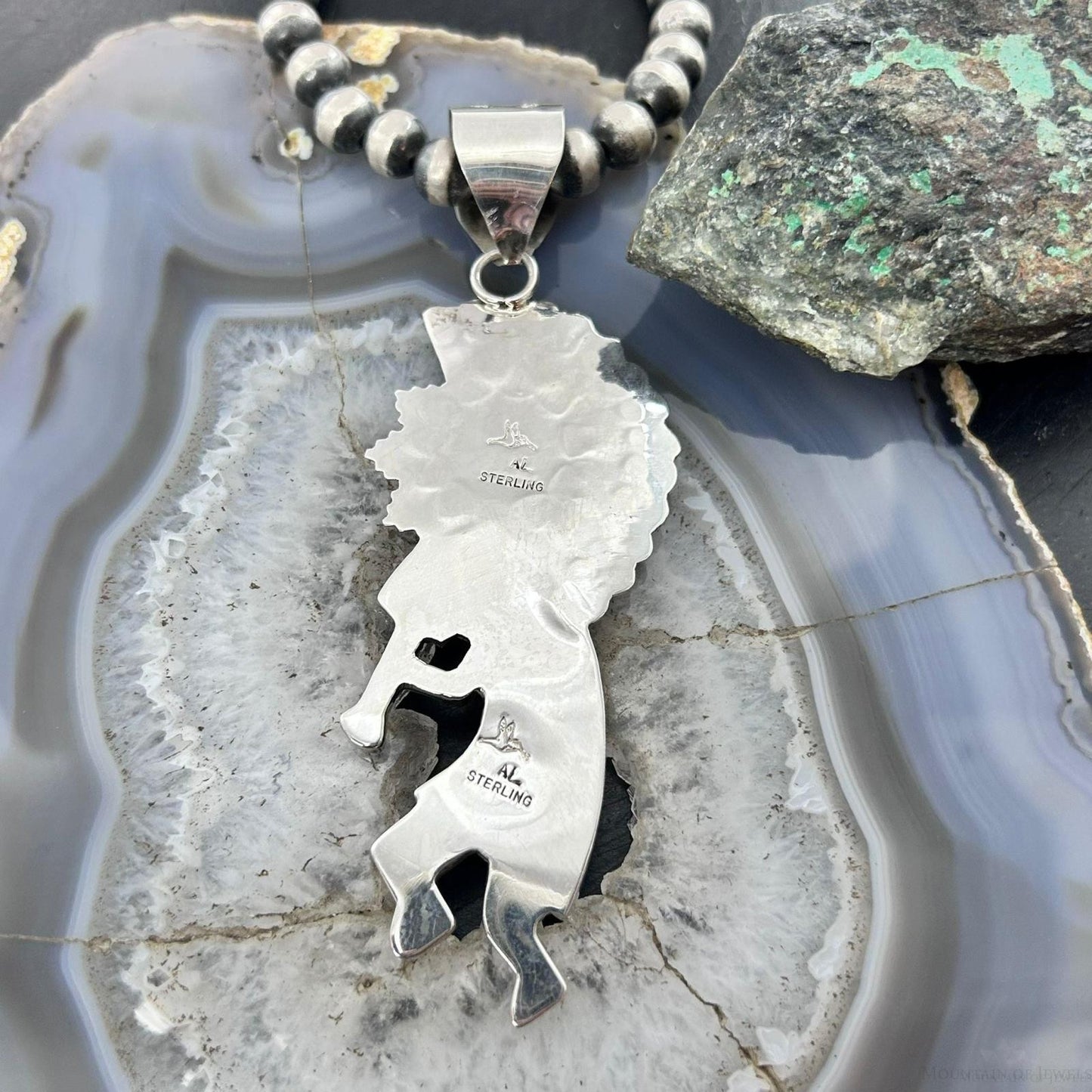 Alonzo Mariano Sterling Silver Turquoise Unisex Kokopelli Kachina Dancer Pendant