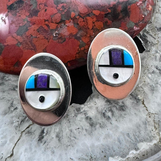 Starllie & Sheryl Edaakie Sterling Silver Multistone Inlay Sunface Stud Earrings For Women  #2