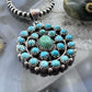 Sterling Silver Southwestern Style Rounded Turquoise Round Cluster Pendant For Women