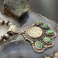 Sterling Silver Southwestern Style 1944 Mercury Dime & Sonora Gold Turquoise Pendant