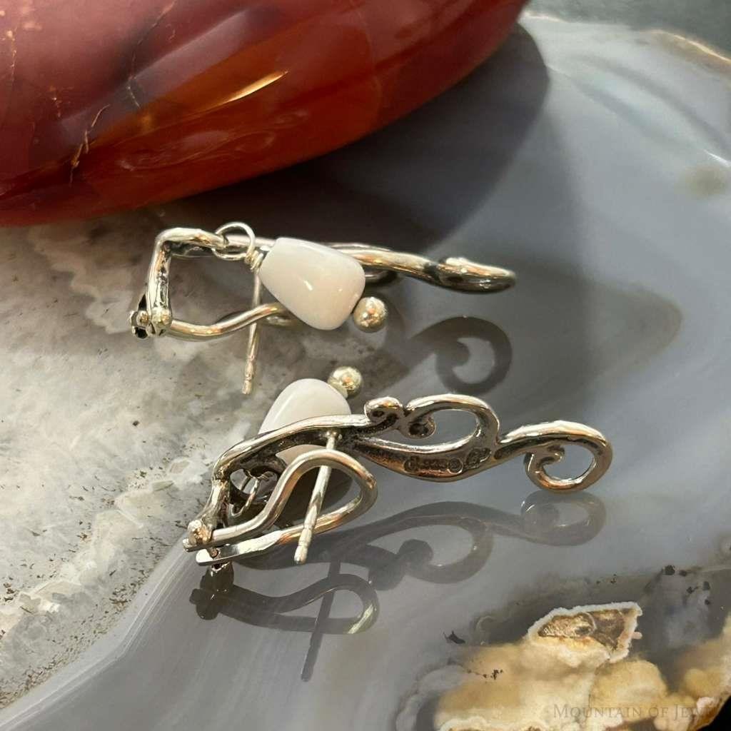 Carolyn Pollack Sterling Silver White Jasper Bead Swirls Post Earrings For Women