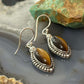 Sterling Silver Southwestern Style Marquise Tiger's Eye Earrings For Women