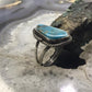 Vintage Native American Natural Triangle Turquoise Ring Size 6.5 For Women