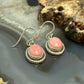 Sterling Silver Southwestern Style Oval Pink Conch Dangle Earrings For Women