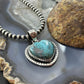 Sterling Silver Southwestern Style Chrysocolla Decorated Heart Pendant For Women