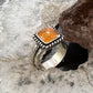 Carolyn Pollack Sterling Silver Square Amber Decorated Ring Size 5 For Women