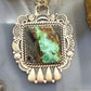 Sterling Silver Southwestern Style Square Blackjack Turquoise Decorated Pendant For Women