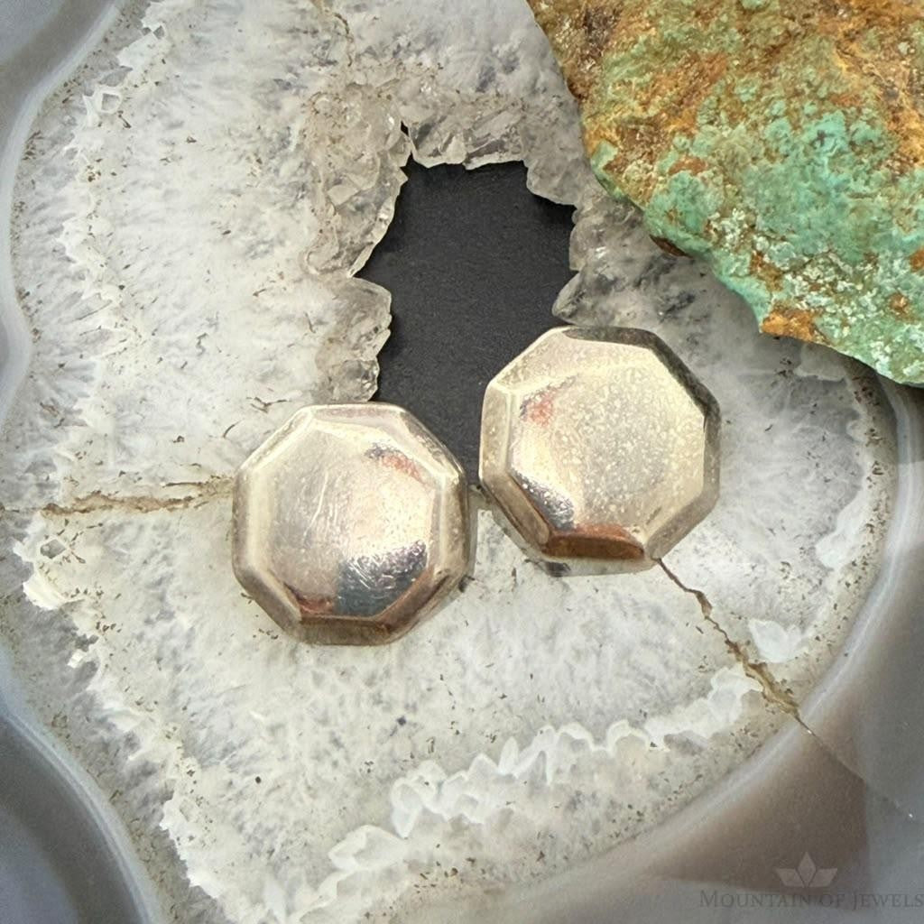 Vintage Sterling Silver Octagon Fashion Stud Earrings For Women