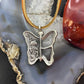 Gary Custer Navajo Sterling Silver Tufa Cast Butterfly w/Kachina Unisex Pendant