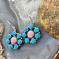 Native American Sterling Silver & Turquoise, Pink Conch Cluster Dangle Earrings For Women