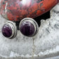 Native American Sterling Silver Round Purple Spiny Oyster Stud Earrings For Women