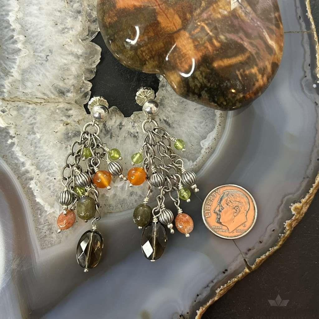 Carolyn Pollack Sterling Silver Multi Stone Dangle Earrings For Women