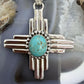 Sterling Silver Southwestern Style Oval Mohave Turquoise Unisex Zia Pendant #3