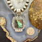 Sterling Silver Southwestern Style Square Blackjack Turquoise Decorated Pendant For Women