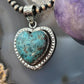 Sterling Silver Southwestern Style Chrysocolla Heart Pendant For Women #1
