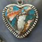 Sterling Silver Southwestern Style Turquoise Spiny Oyster Heart Pendant For Women