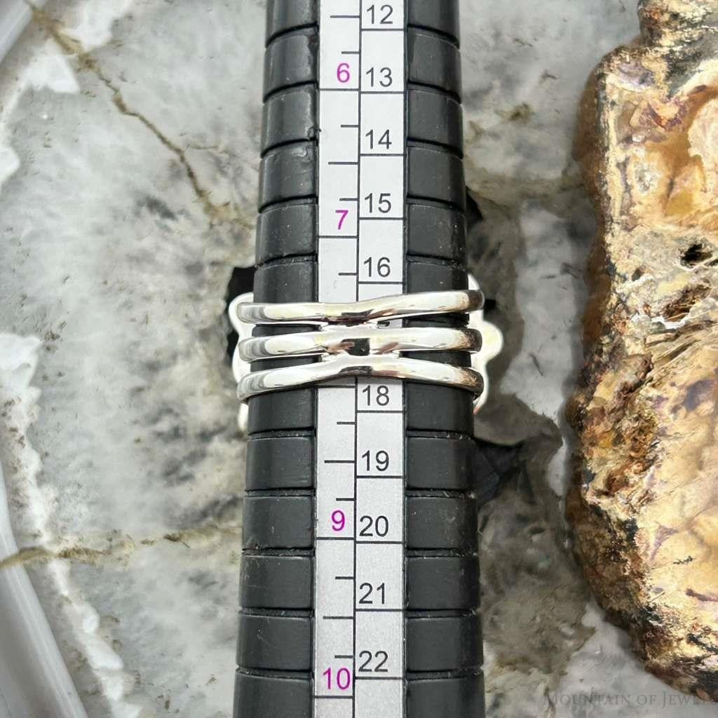 Sterling Silver Southwestern Style Mohave Turquoise Cluster Ring Size 8 For Women