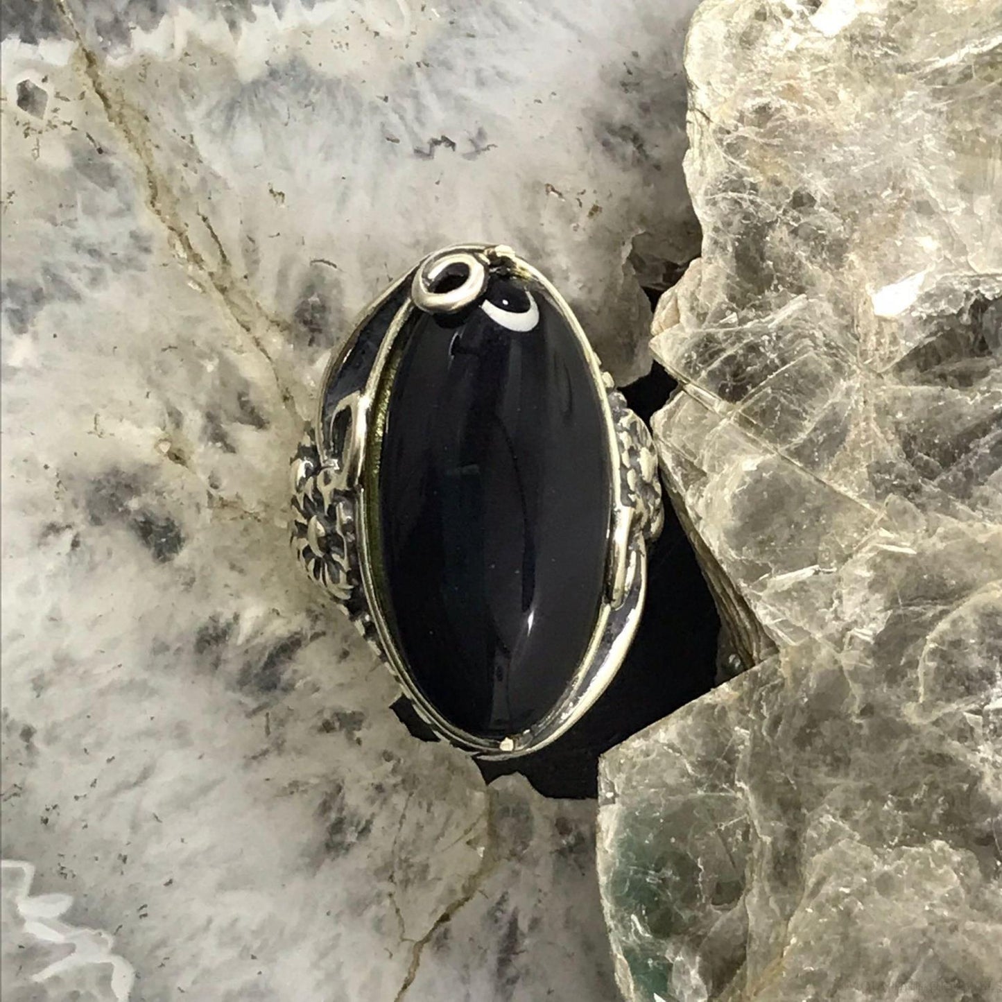 Carolyn Pollack Sterling Silver Elongated Oval Onyx Ring For Women Size Variety