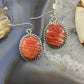 Native American Sterling Silver Oval Spiny Oyster Dangle Earrings For Women #1
