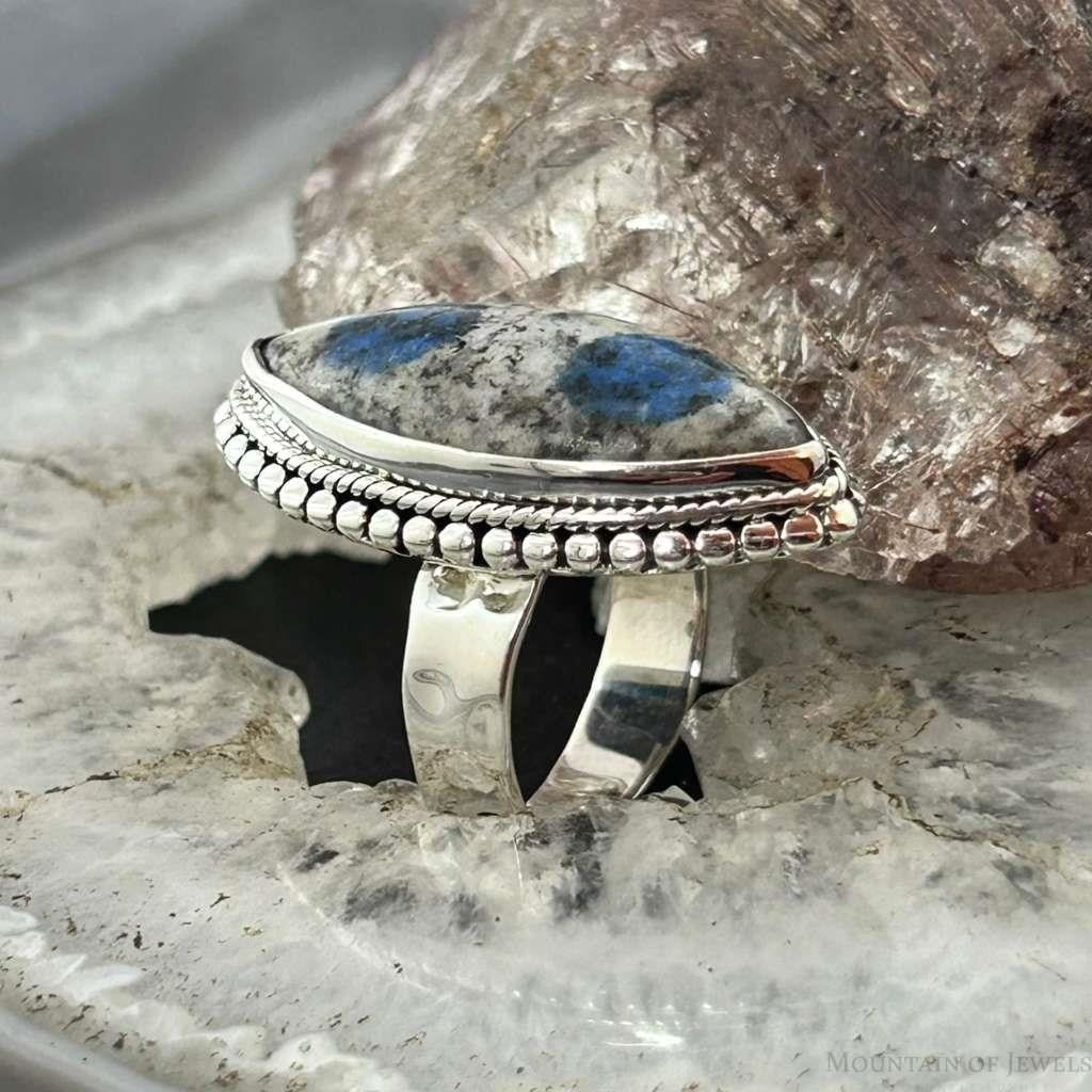 Sterling Silver Southwestern Style Marquise K2 Jasper Ring Size 7 For Women