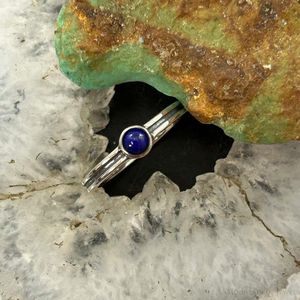 Carolyn Pollack Sterling Silver Rounded Lapis Slim Ring For Women