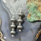 Native American Sterling Silver Grooved Saucer Pearl Beads Dangle Earrings For Earrings