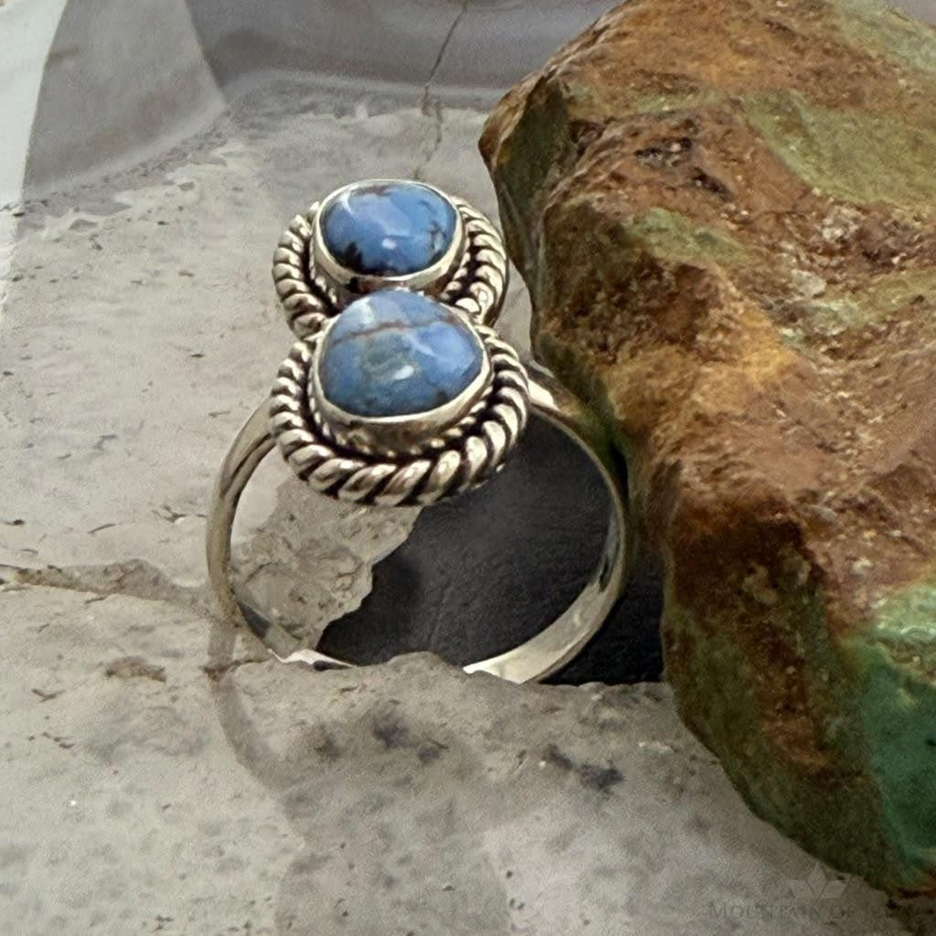 Sterling Silver Southwestern Style Golden Hill Turquoise Ring Size 8.75 For Women