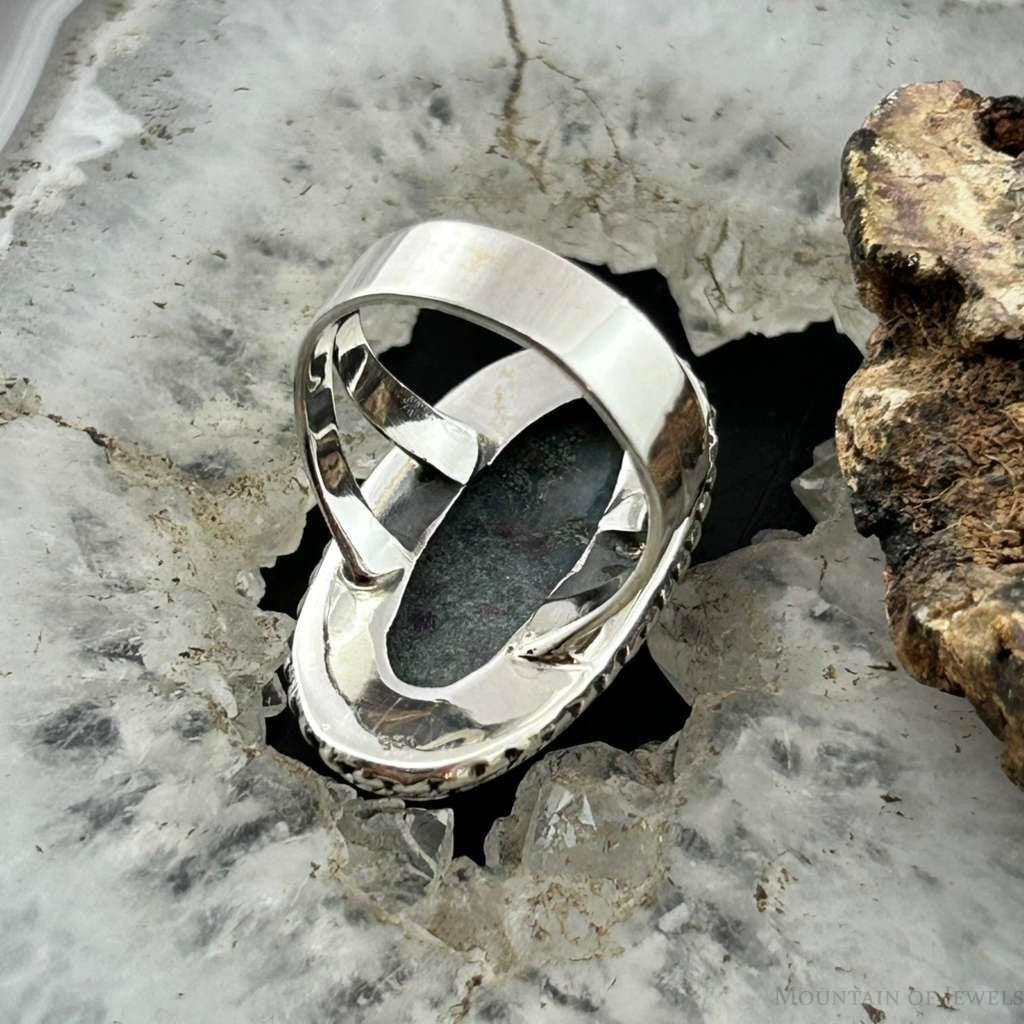 Sterling Silver Southwestern Style Oval Stichtite Ring Size 7 For Women