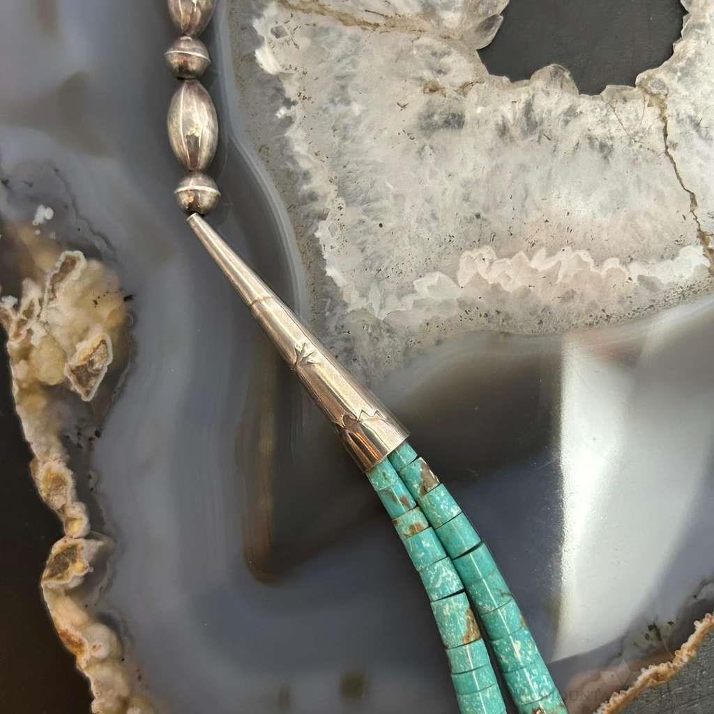 Vintage Native American Turquoise Disk Beads w/6 Carved Turquoise Claw Necklace For Women