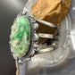 Sterling Silver Southwestern Style Large Oval Variscite Bracelet For Women