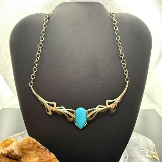 Carolyn Pollack Sterling Silver Teardrop Turquoise 17" Necklace For Women