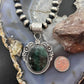 Sterling Silver Southwestern Style Oval Dark Emerald Decorated Pendant For Women