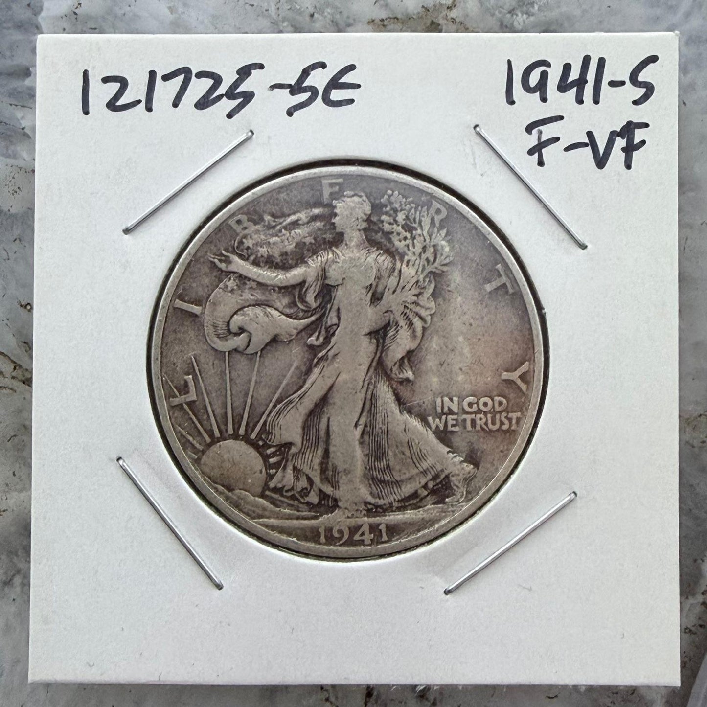 1941-S US Walking Liberty Half Dollar 90% Silver F-VF #121725-5E
