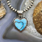 Native American Sterling  Silver Blue Ridge Turquoise Double Heart Pendant For Women