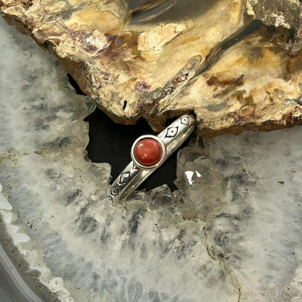 Carolyn Pollack Sterling Silver Orange Spiny Oyster Slim Ring Size 9.5 For Women