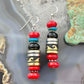 Tommy & Rosita Singer Sterling  Silver Coral, Onyx, Turquoise Bead Dangle Earrings For Women