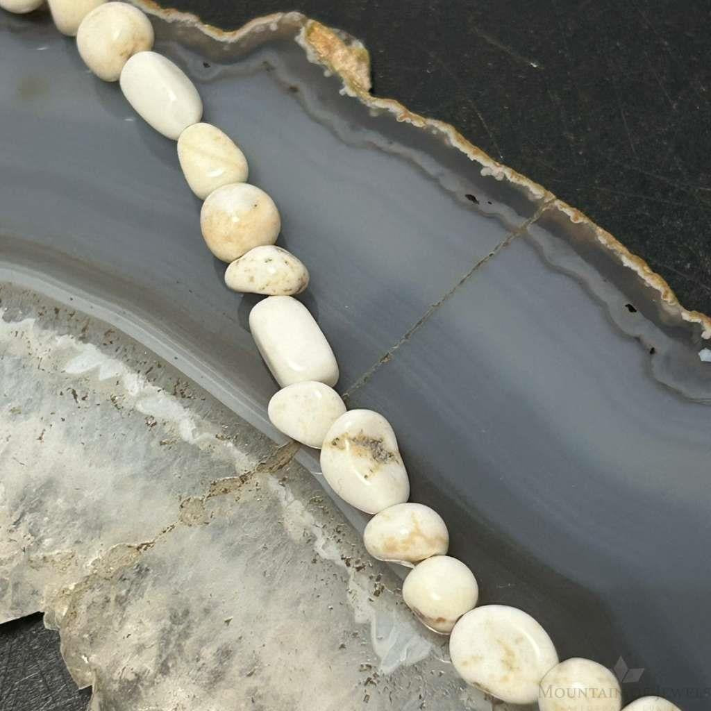 Sterling Silver Natural Wild Horse Beads 22" Necklace For Women