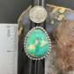 Native American Sterling Silver Turquoise Decorated Ring Size 8 For Women