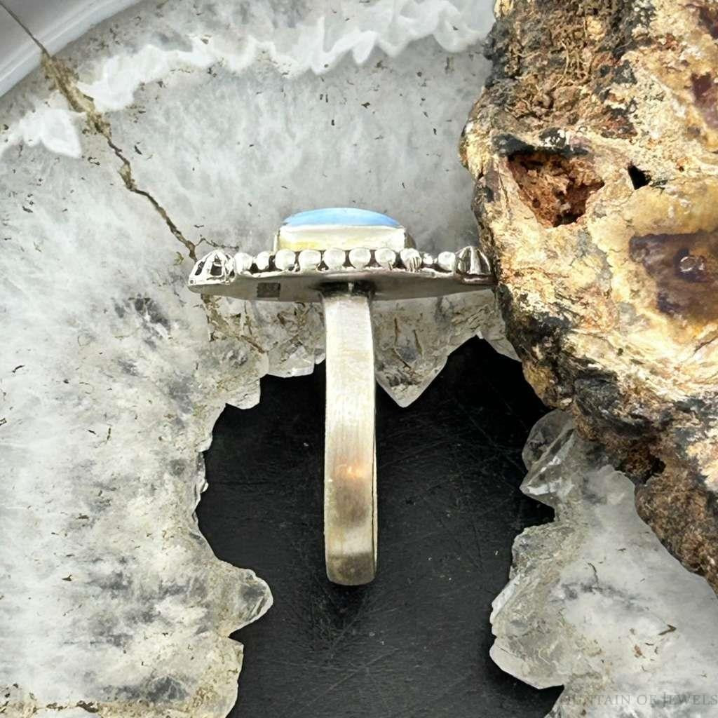 Sterling Silver Southwestern Style Square Golden Hill Turquoise Adjustable Ring For Women #12