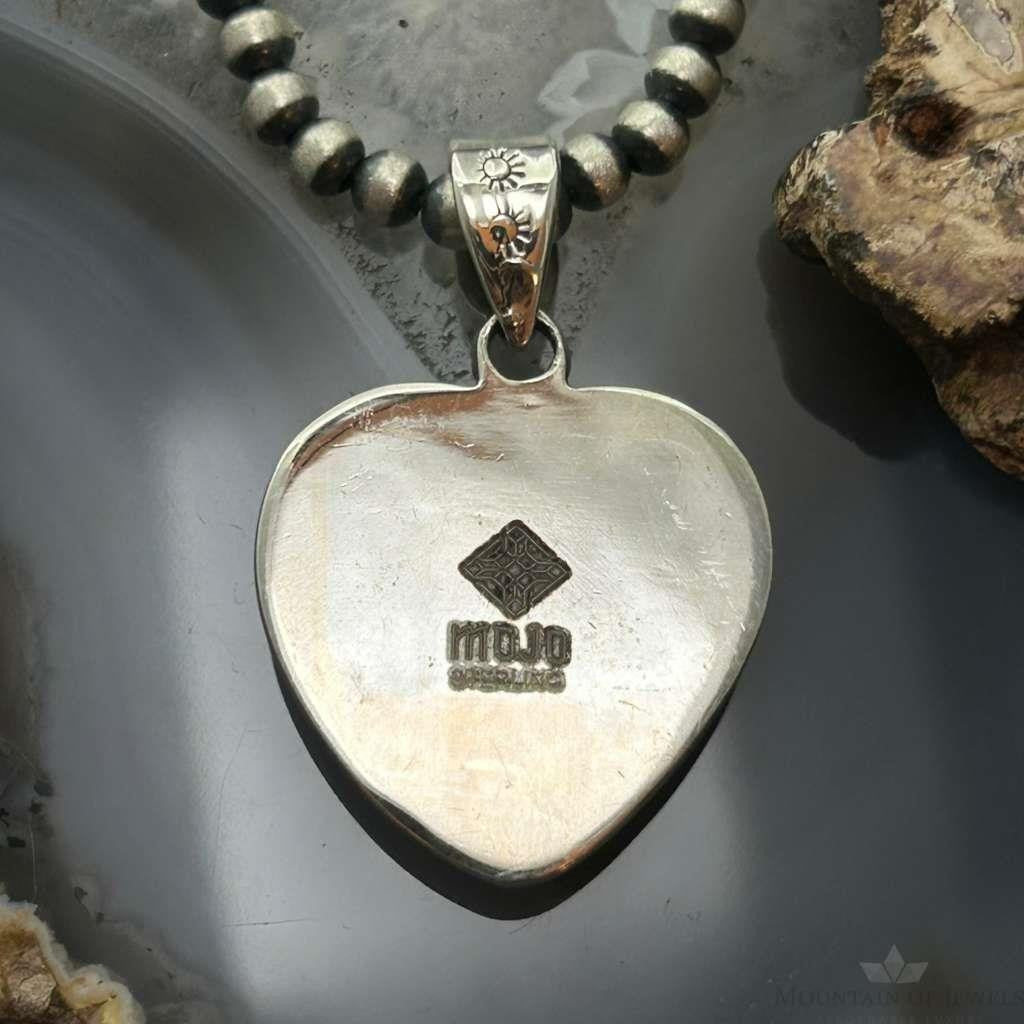 Sterling Silver Southwestern Style Lapis Heart Decorated Pendant For Women #4