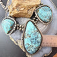 Vintage Silver Native American Large Blue Diamond Turquoise Necklace For Women
