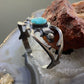 Native American Sterling Silver Turquoise Sand Cast Bracelet For Women