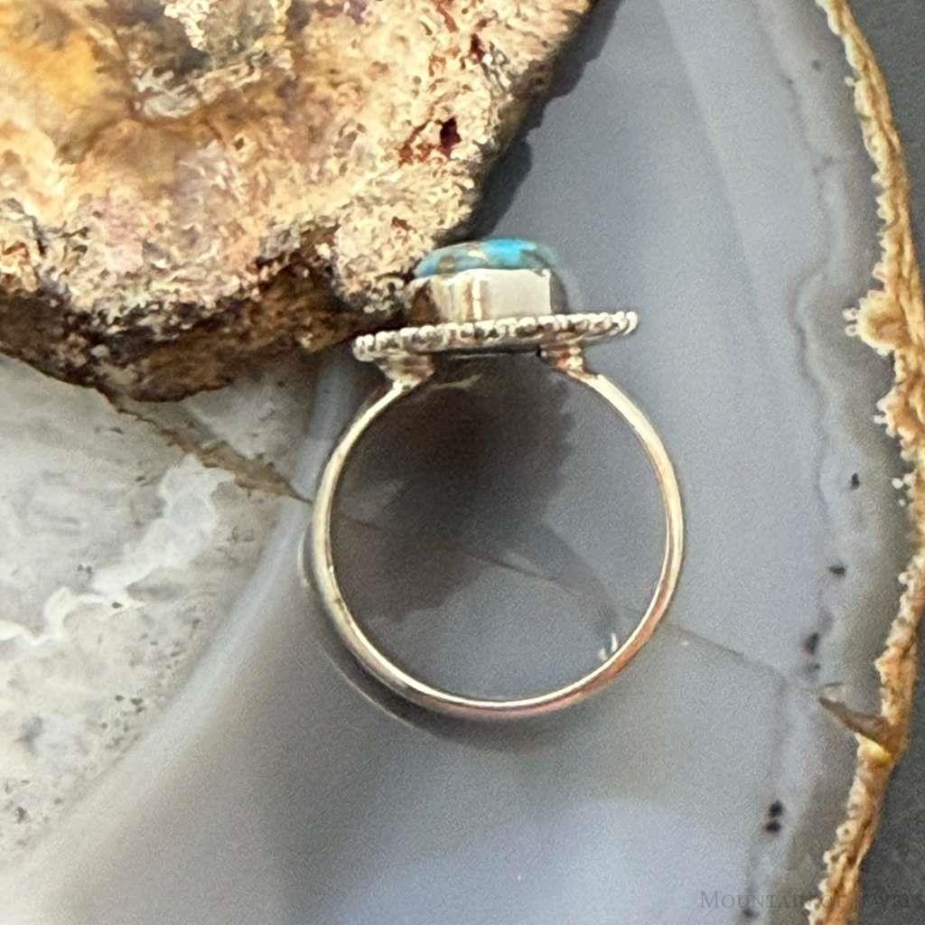 Sterling Silver Southwestern Style Marquise Copper Turquoise Ring For Women
