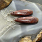 Sterling Silver Teardrop Plum Moss Agate Slab Dangle Earrings For Women #536